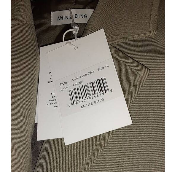 NWT - Anine Bing Green Trench Coat with Belt Size: L - Picture 6 of 8